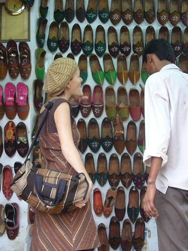 Wall of shoes.